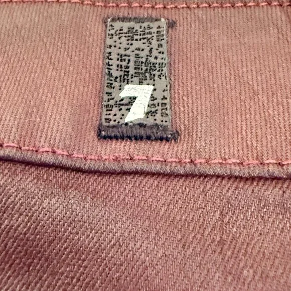 7 for all mankind waxed denim pencil skirt (burgundy - size 28) - Picture 4 of 8